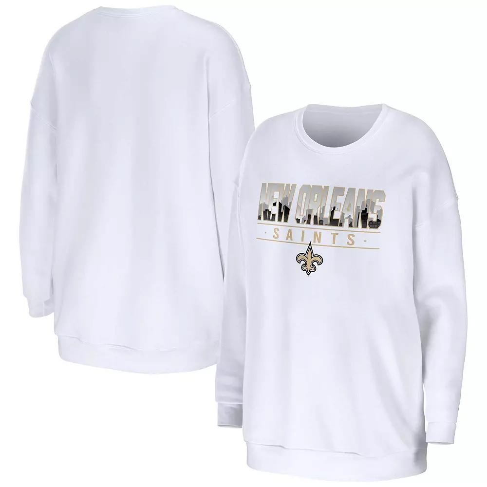Women's WEAR by Erin Andrews White New Orleans Saints Domestic Pullover Sweatshirt,  Product Image