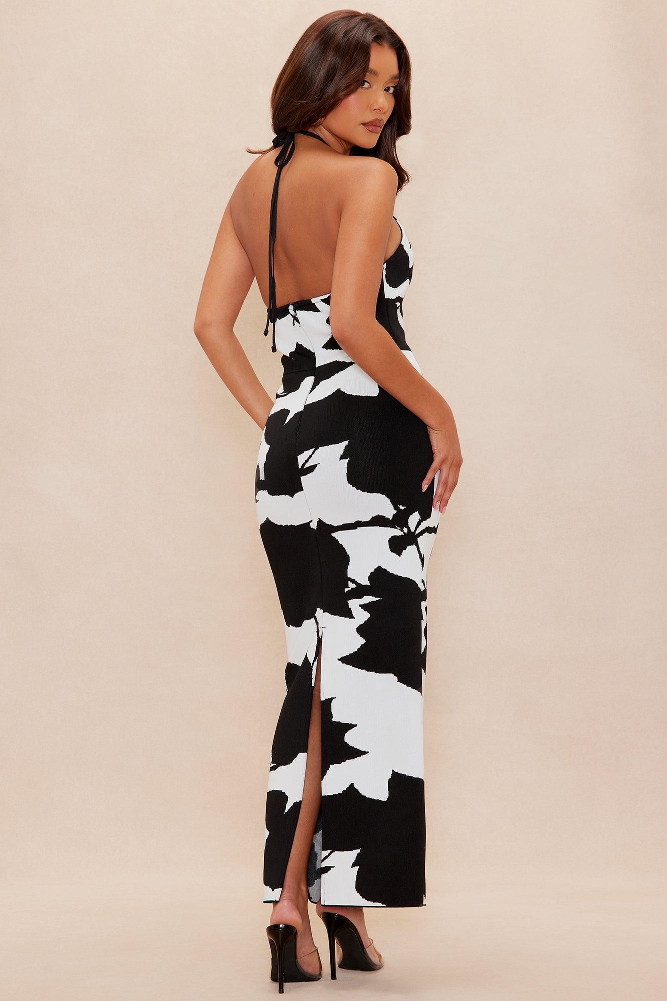 Hannah Halter Bandage Midi Dress - Black/White Female Product Image