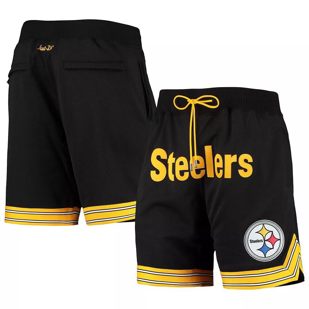 Men's Mitchell & Ness Black Pittsburgh Steelers Just Don Gold Rush Shorts,  Product Image