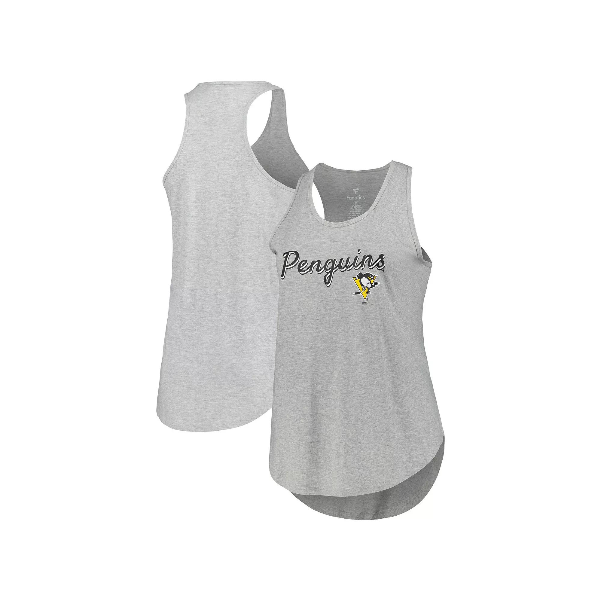 Women's Fanatics Branded Heather Gray Pittsburgh Penguins Plus  Product Image