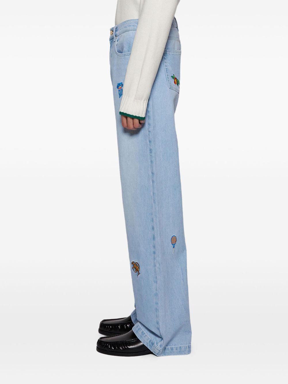 embroidered wide-leg jeans Product Image