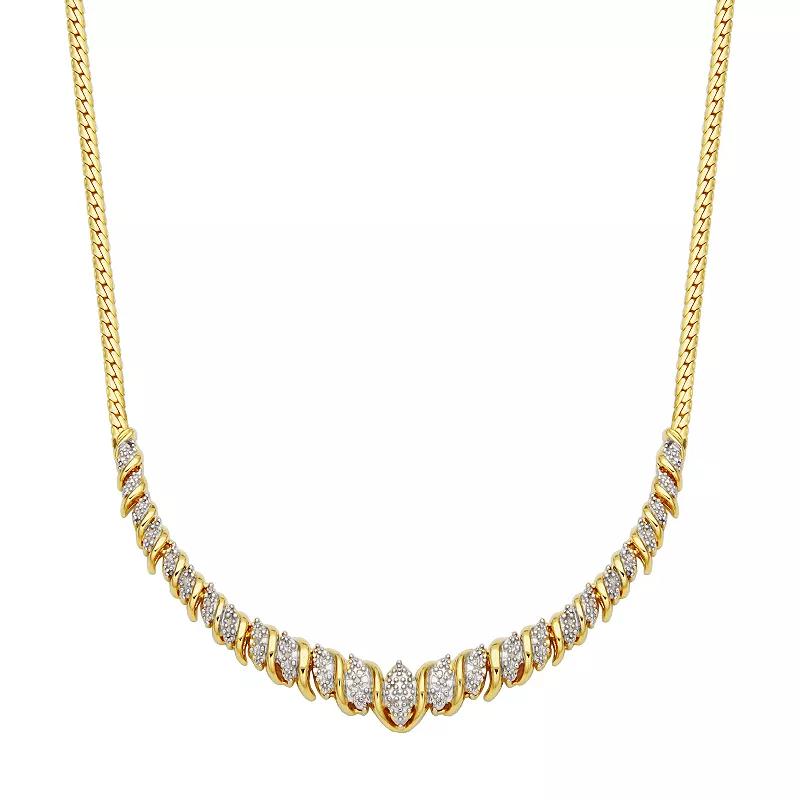 18k Gold Over Silver 1/10 Carat T.W. Diamond Collar Necklace, Womens White Product Image