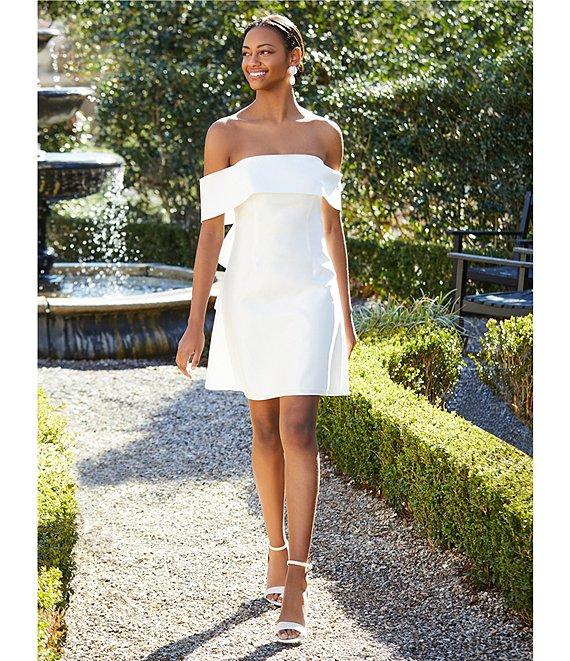 Adrianna Papell Mikado Off-the-Shoulder Oversized Bow Back A-Line Dress Product Image