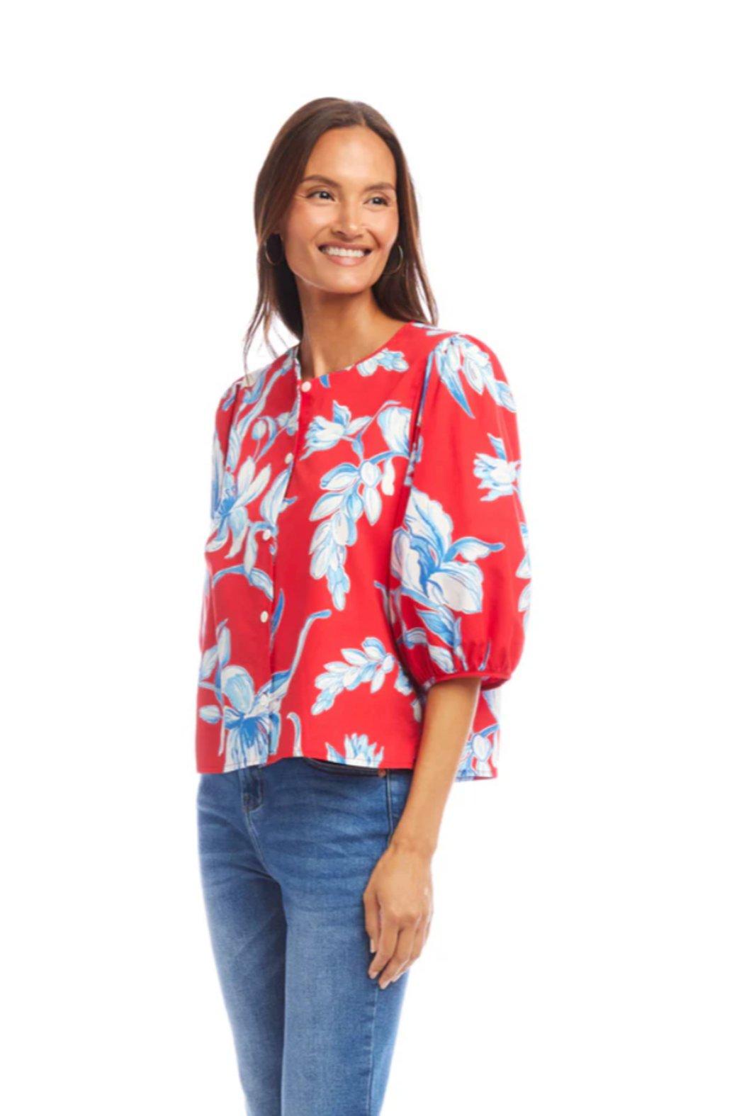 Puff Sleeve Button-Front Shirt Product Image