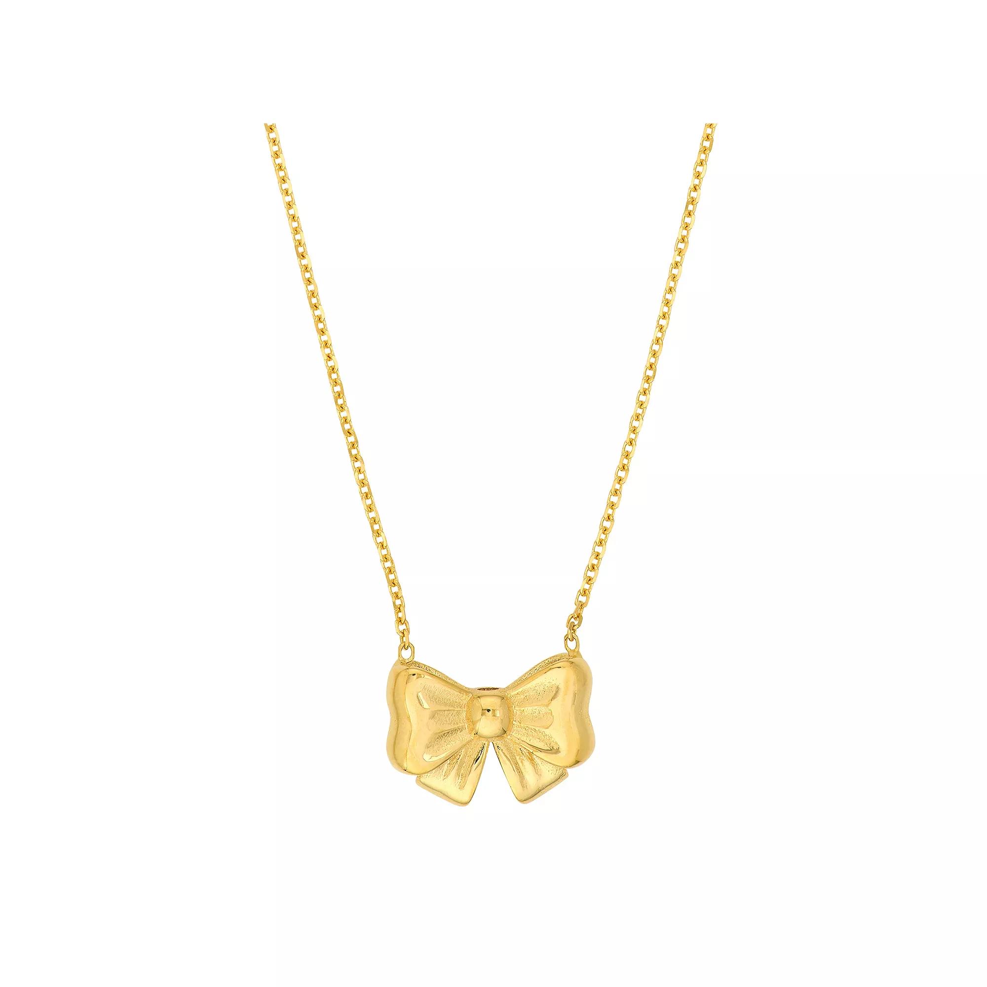 14k Gold Bow Adjustable Pendant Necklace, Women's, Size: 18" Product Image