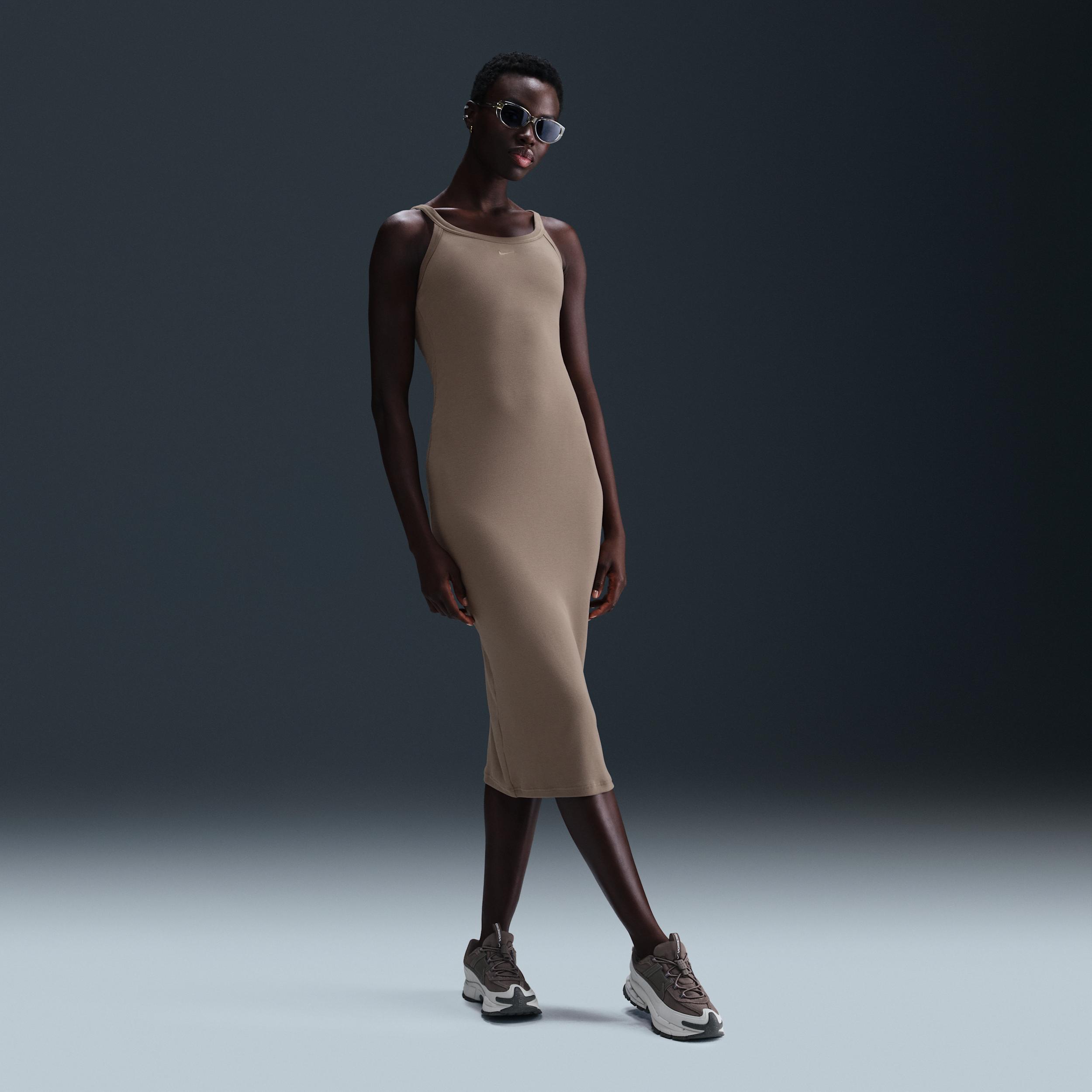 Womens Nike Sportswear Chill Knit Tight Mini-Rib Tank Top Dress | HJ0710-010 Product Image