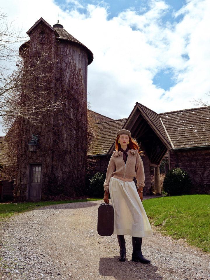 Billie Poplin Midi Skirt — Ivory Product Image