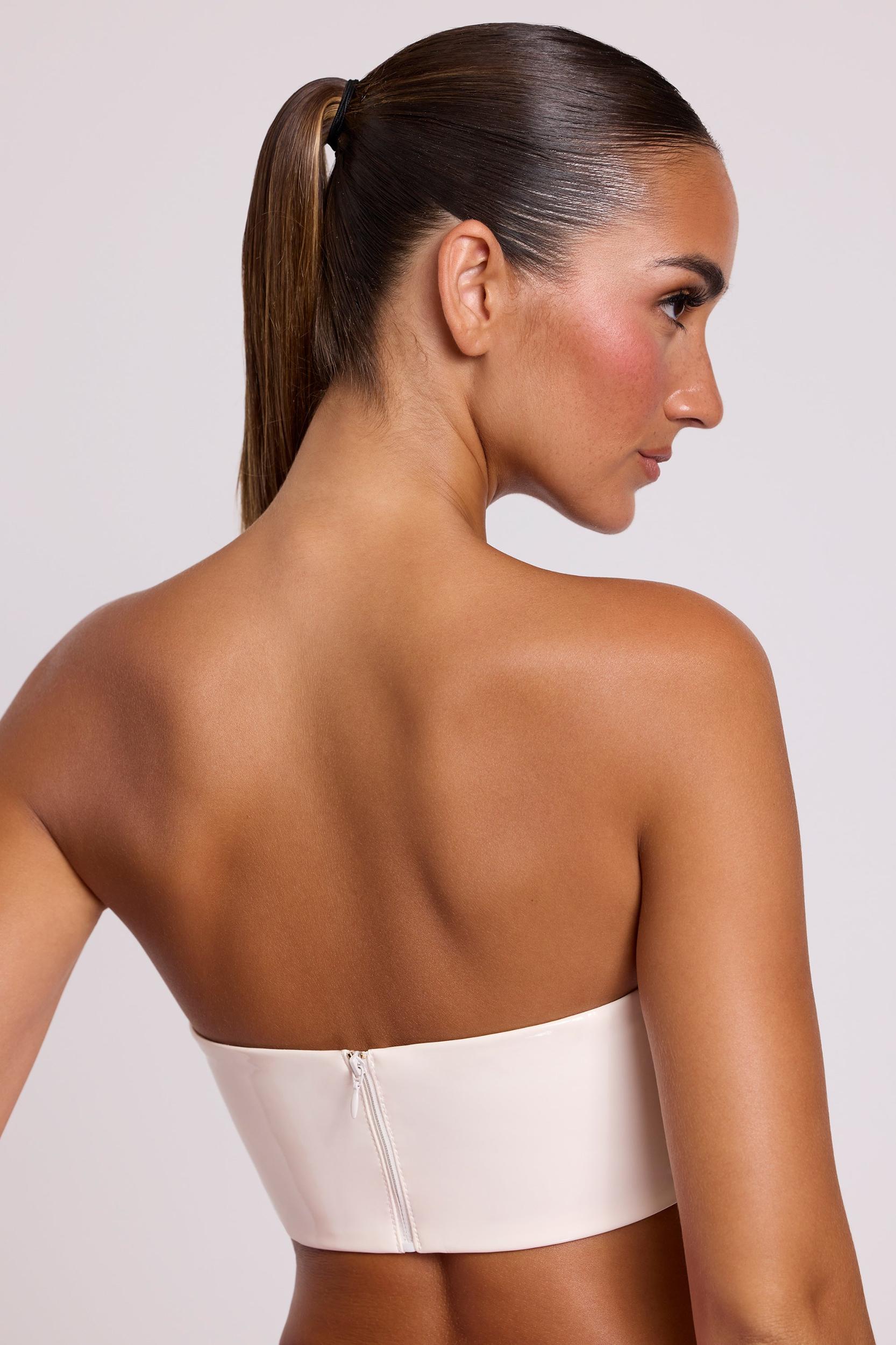 Vinyl Bandeau Bralette in White Product Image