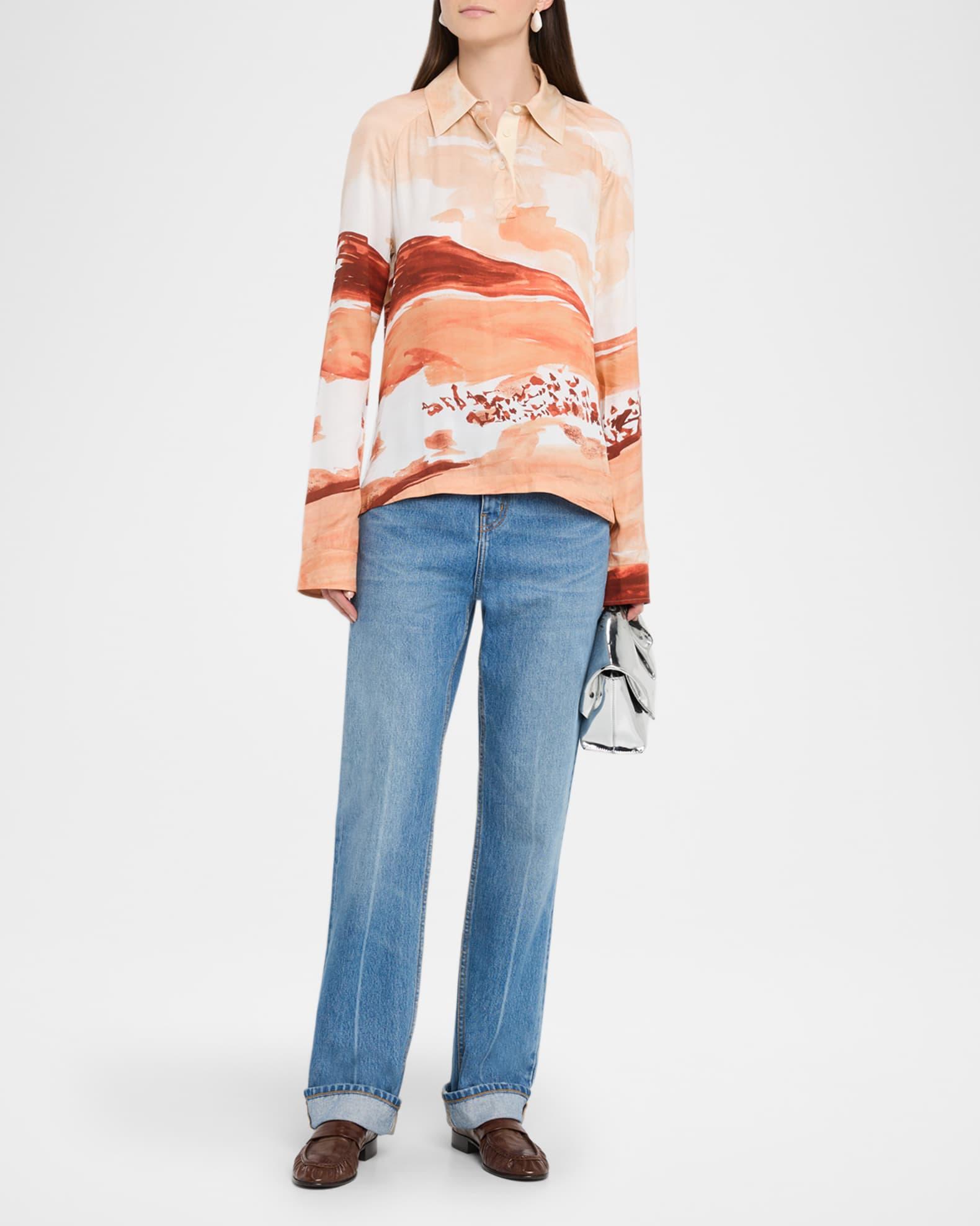 Printed Long-Sleeve Polo Product Image