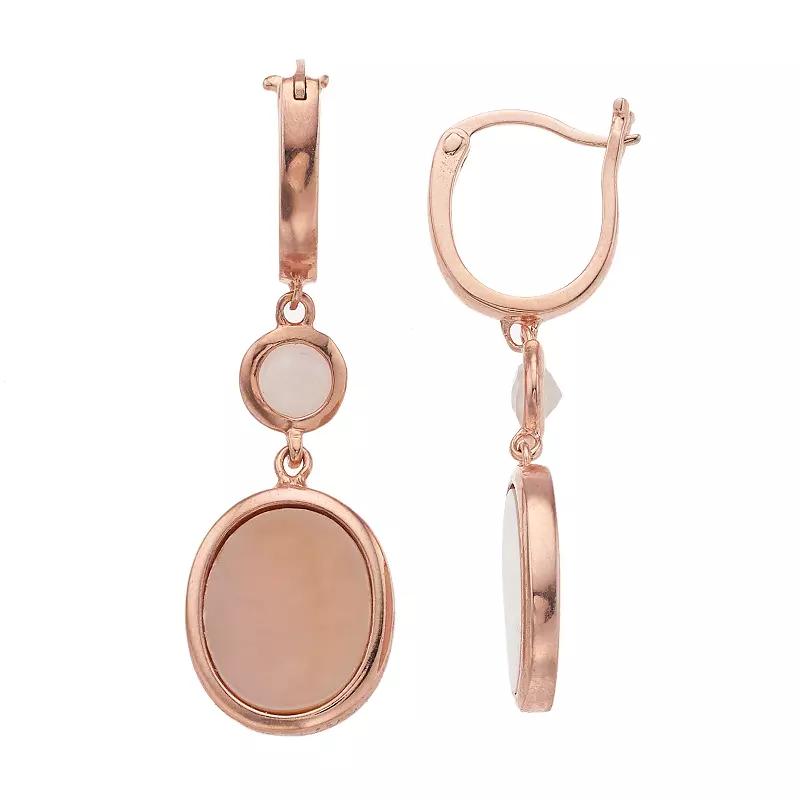 14k Rose Gold Over Silver Rose Quartz & Mother-of-Pearl Drop Earrings, Women's Product Image