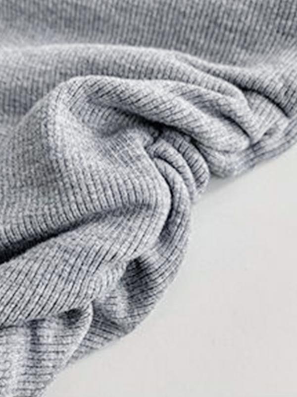 Solid Mock Neck Shirred Slim Long Sleeve Knit Product Image