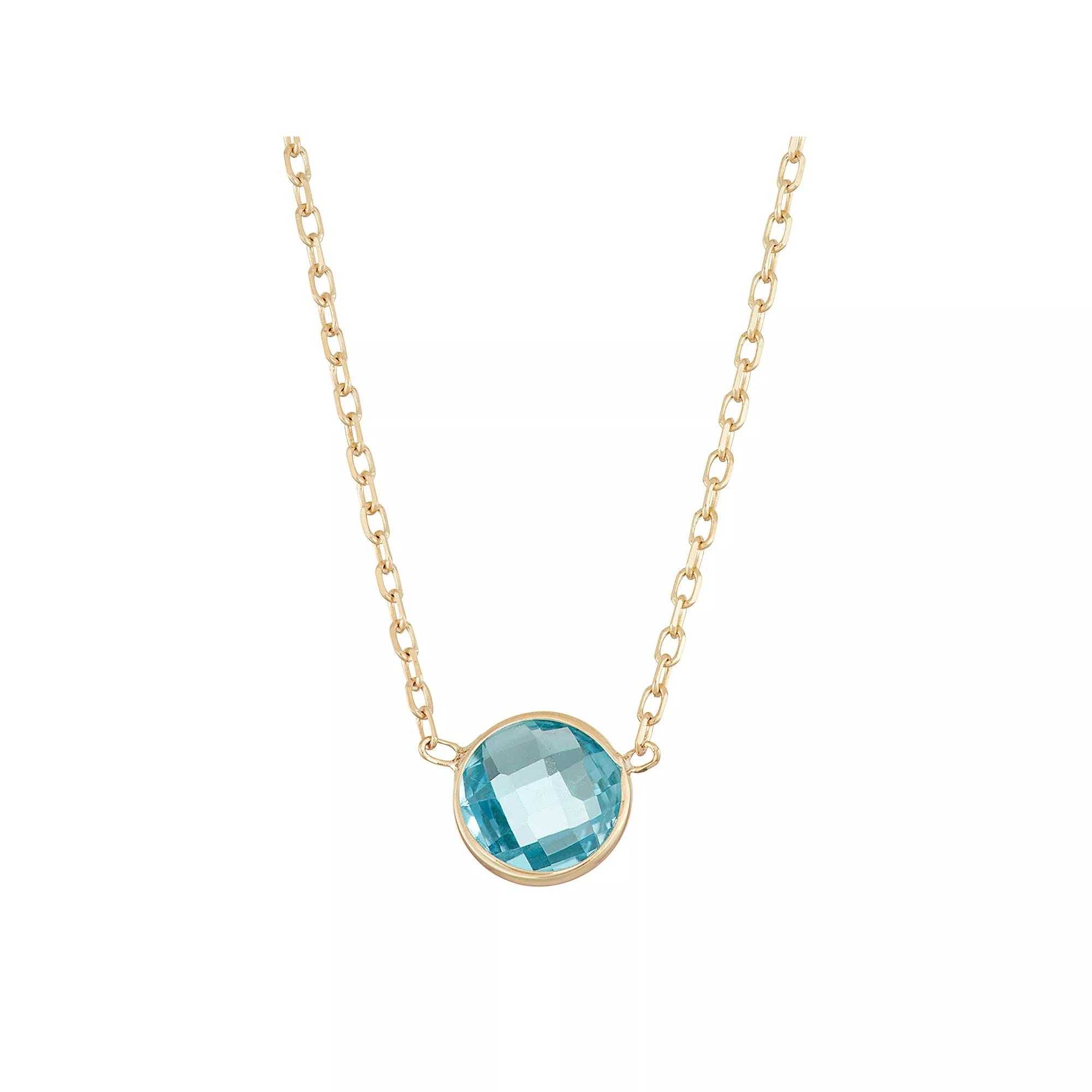 Designs by Gioelli 10k Gold Swiss Blue Topaz Circle Pendant Necklace, Women's, Size: 17" Product Image
