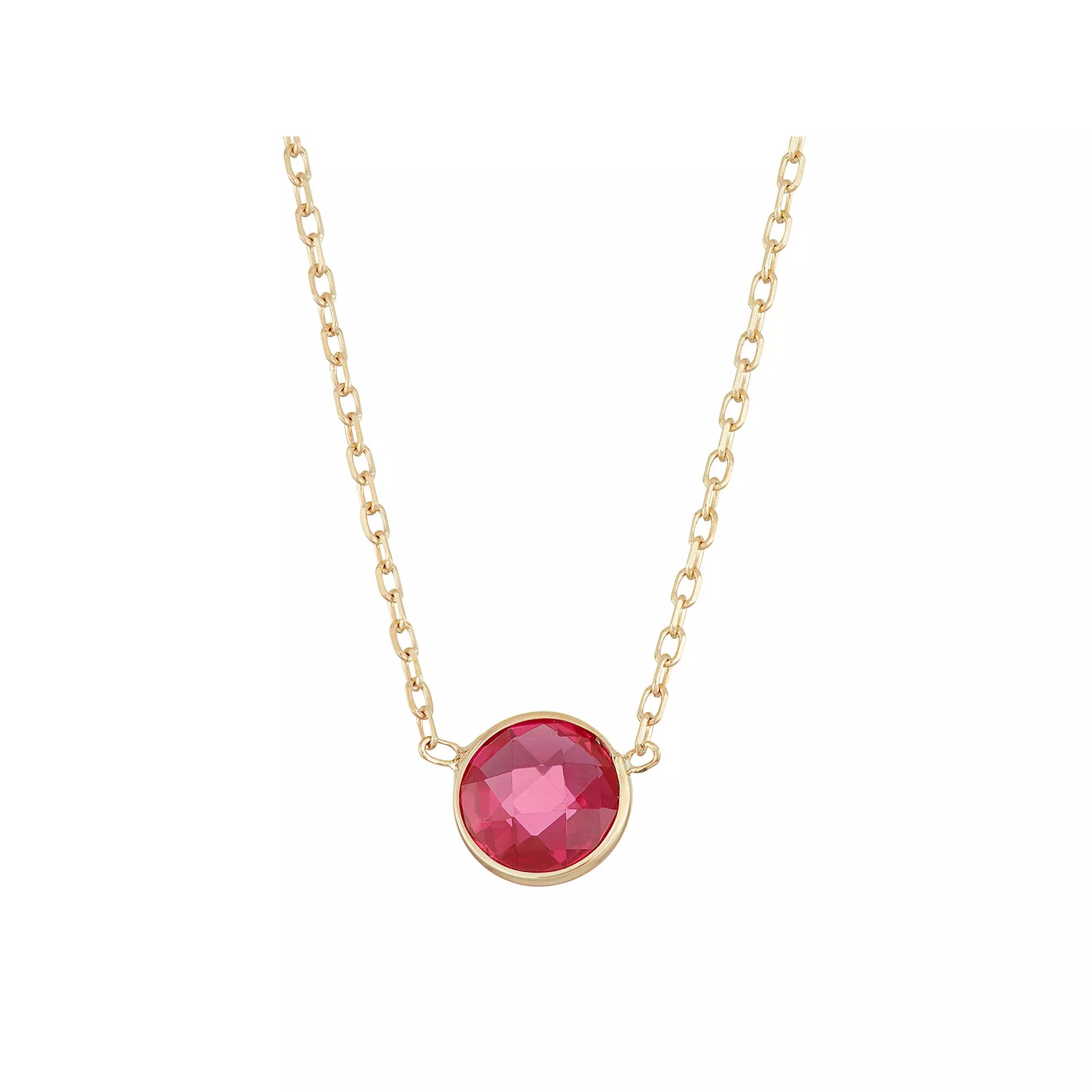 10k Gold Lab-Created Ruby Circle Pendant Necklace, Women's, Size: 17", Red Product Image