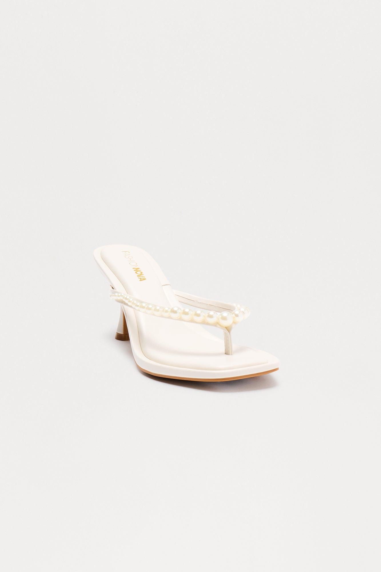 Selena Pearl Thong Mules - White Female Product Image