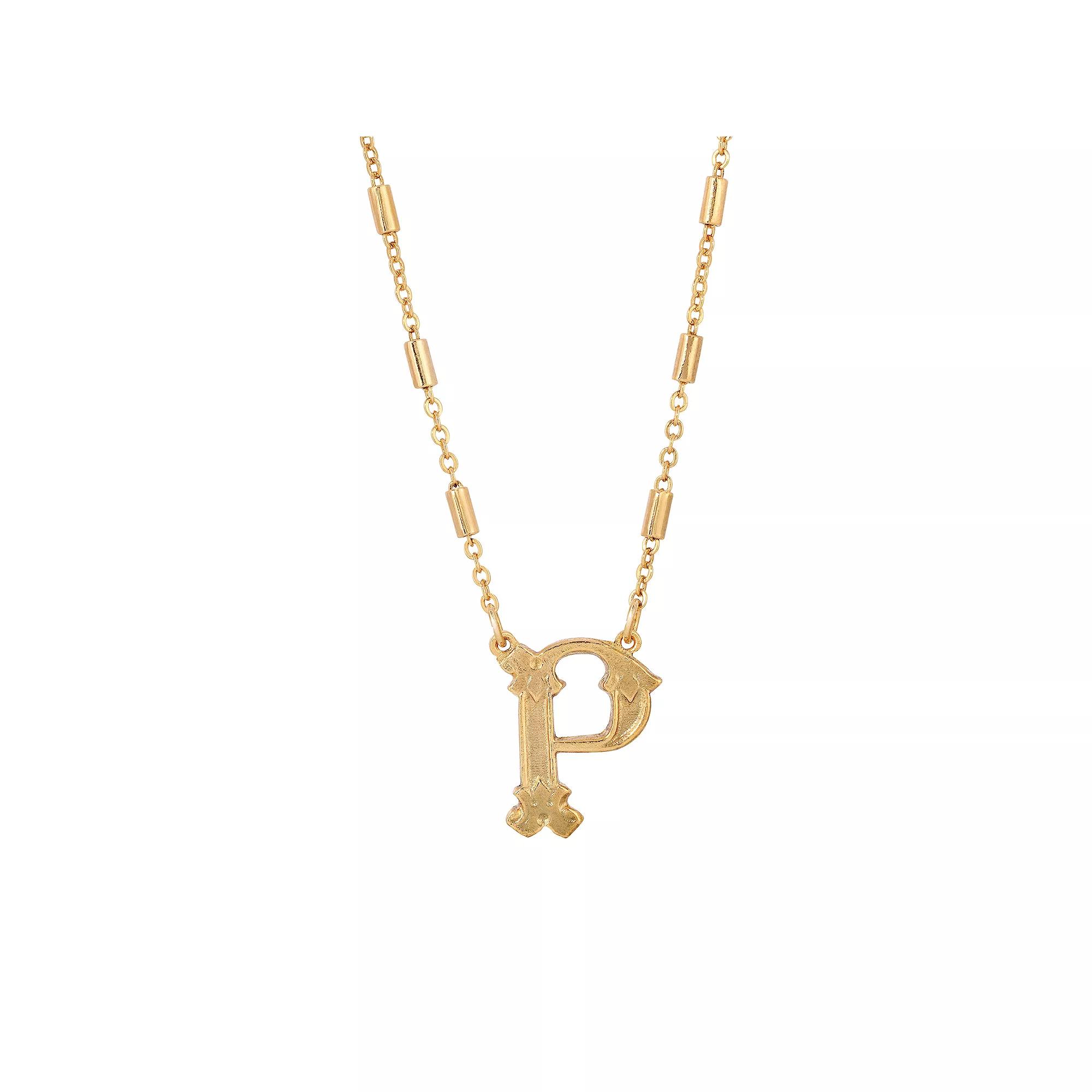 1928 Gold Tone Initial Necklace, Womens, Yellow W Product Image