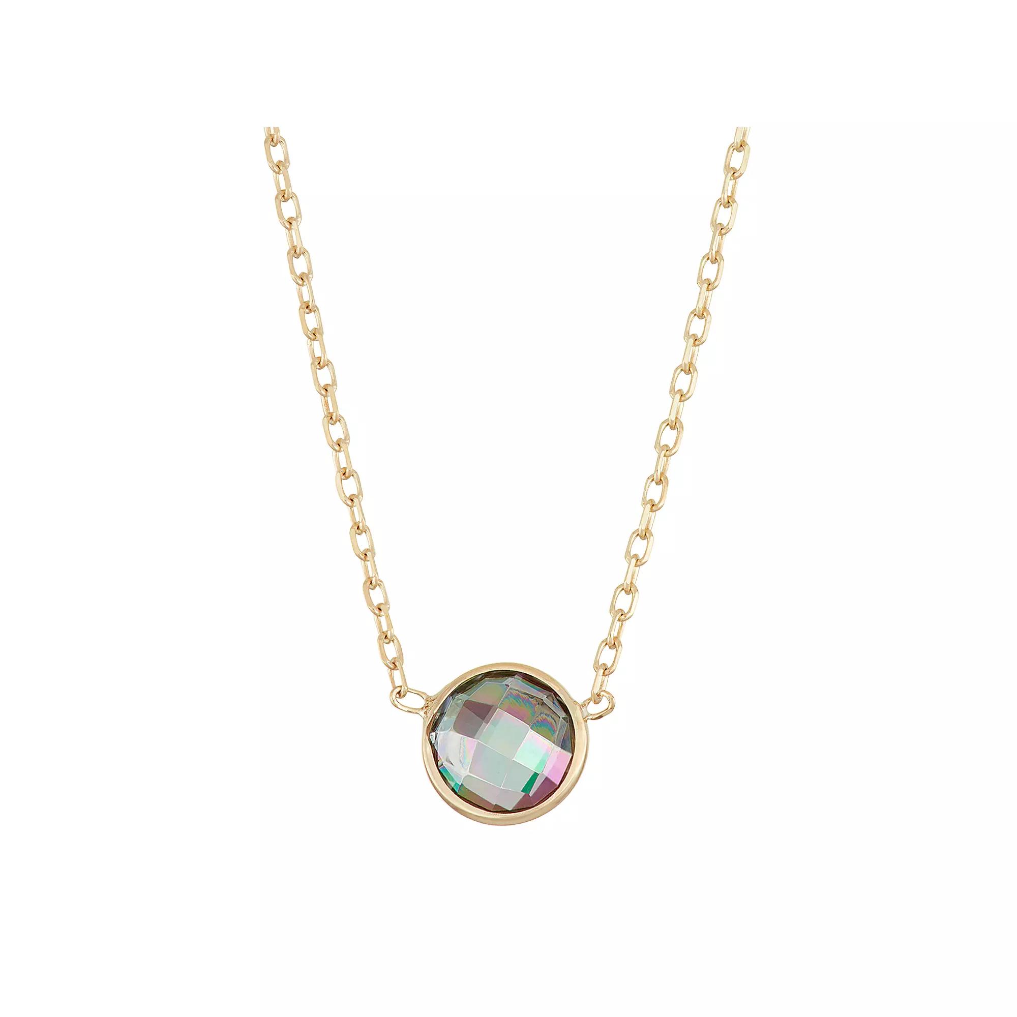 Designs by Gioelli 10k Gold Mystic Topaz Circle Pendant Necklace, Women's, Size: 17", Green Product Image