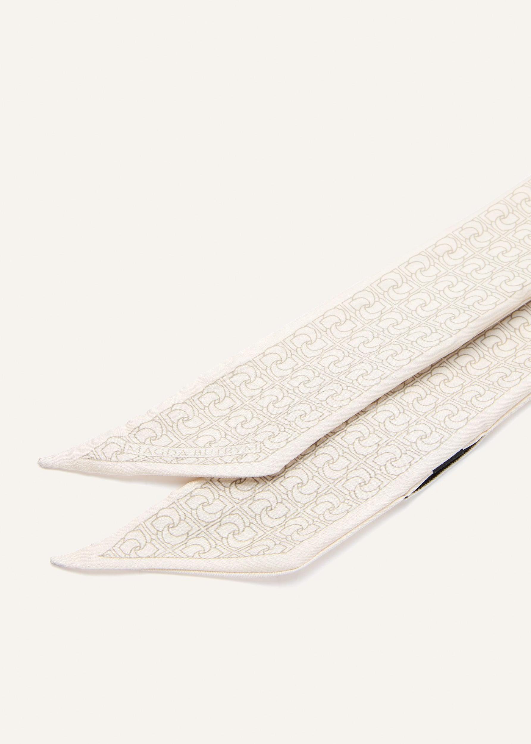 Logo-print silk twilly scarf in cream Product Image