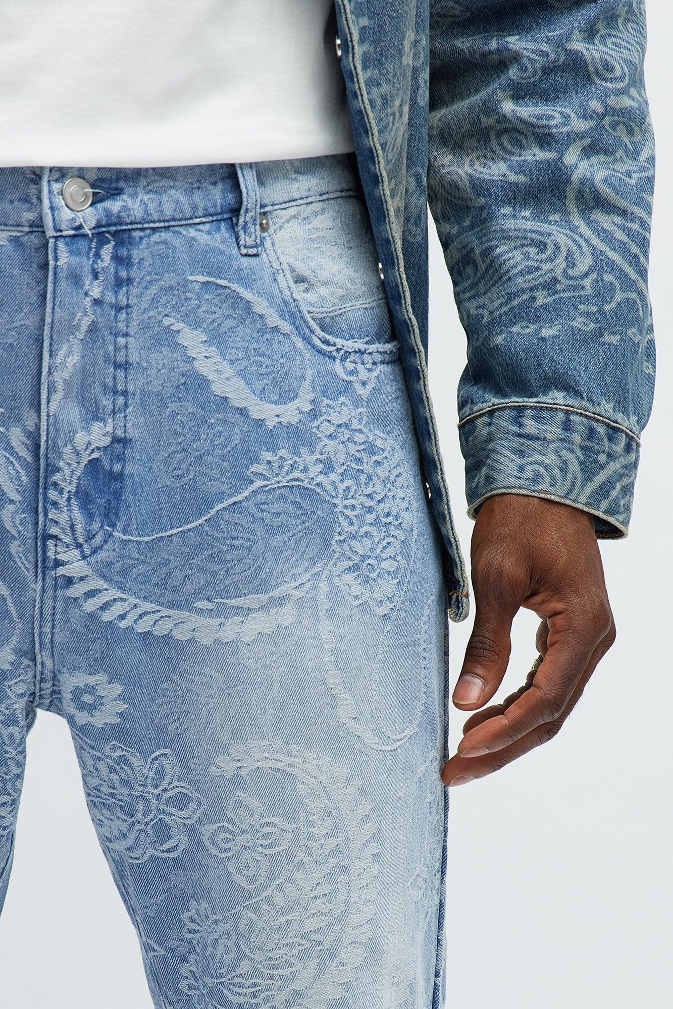 Stacked Slim Flare Come And Get It Paisley Jeans - Medium Wash Male Product Image