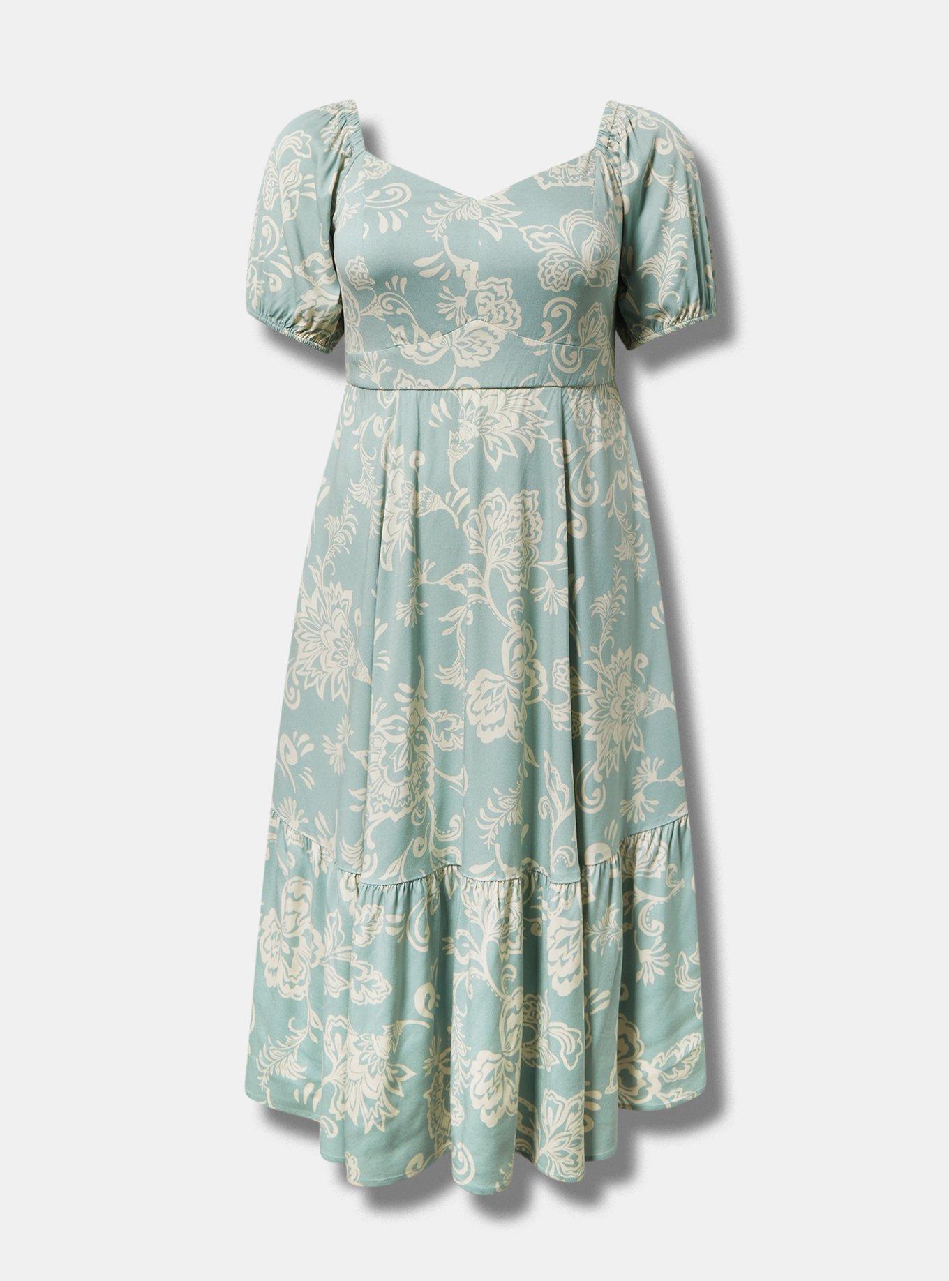 Midi Puff-Sleeve Tiered Dress Product Image