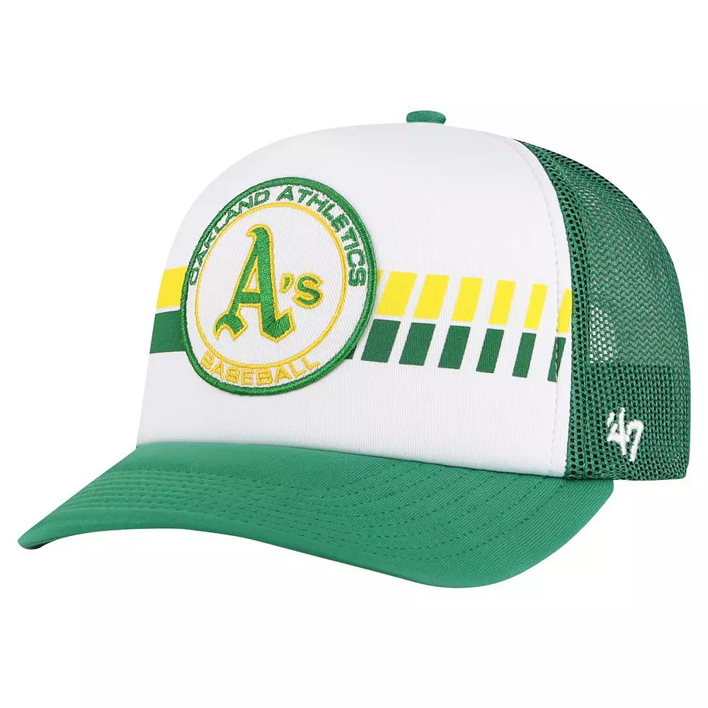 Men's '47 White/Green Oakland Athletics Cooperstown Collection Wax Pack Express Trucker Adjustable Hat Product Image