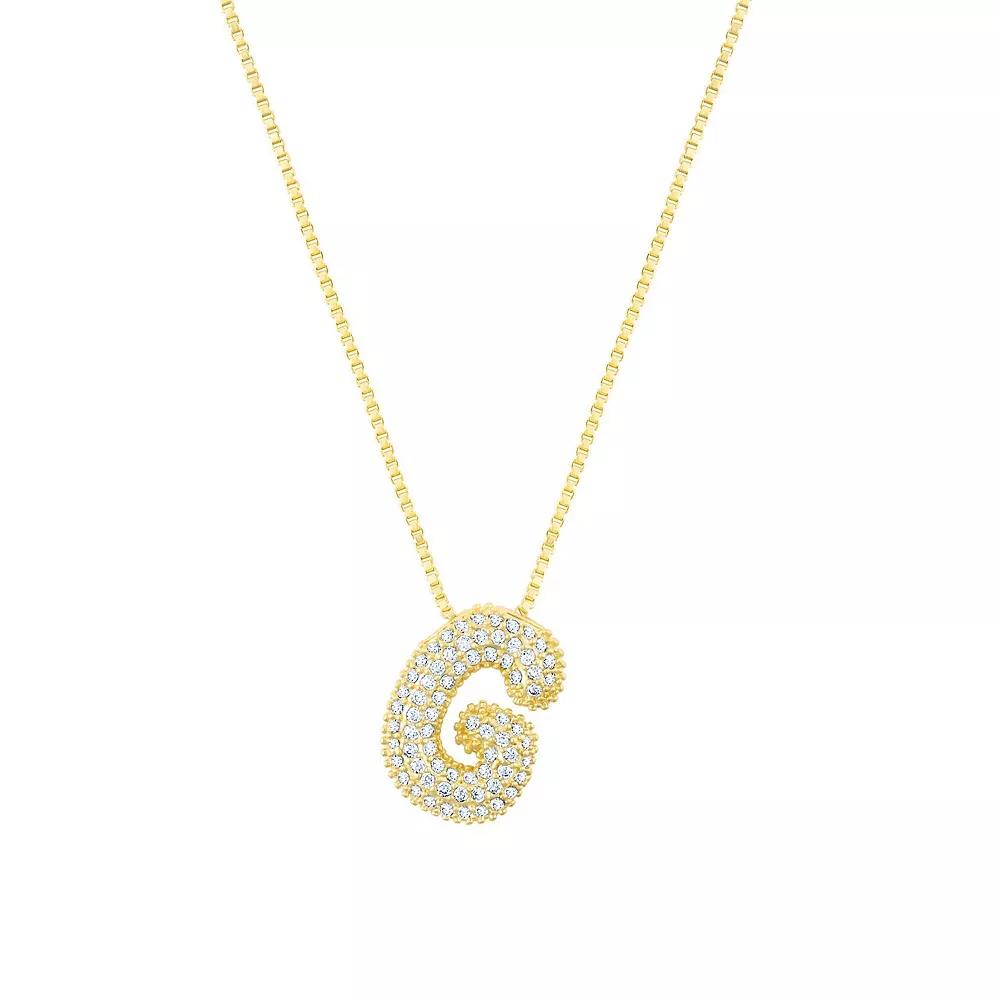 Adornia 14k Gold Plated Pave Bubble Letter Necklace, Womens Product Image