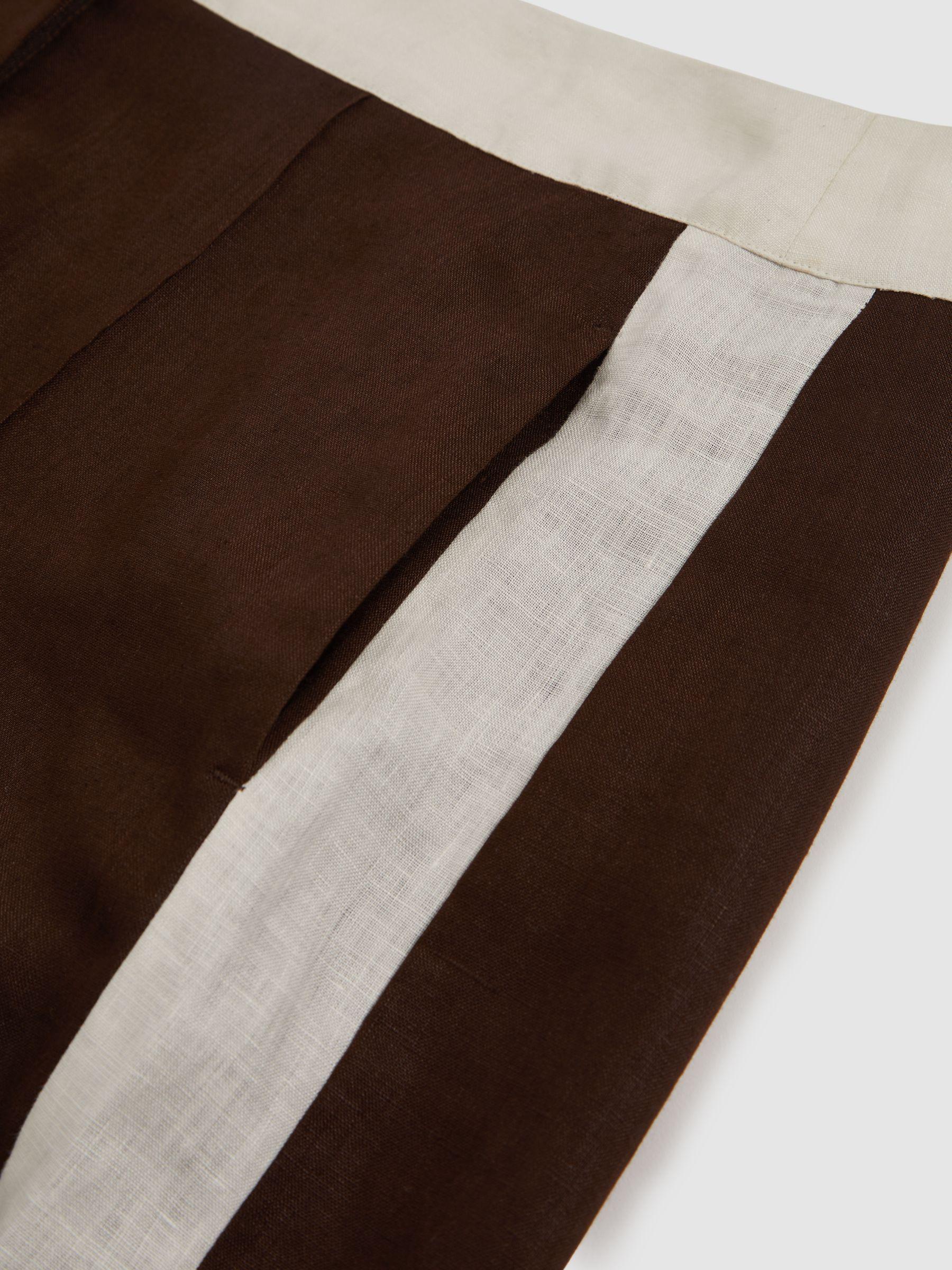 Linen Colourblock Shorts in Chocolate/Cream Product Image