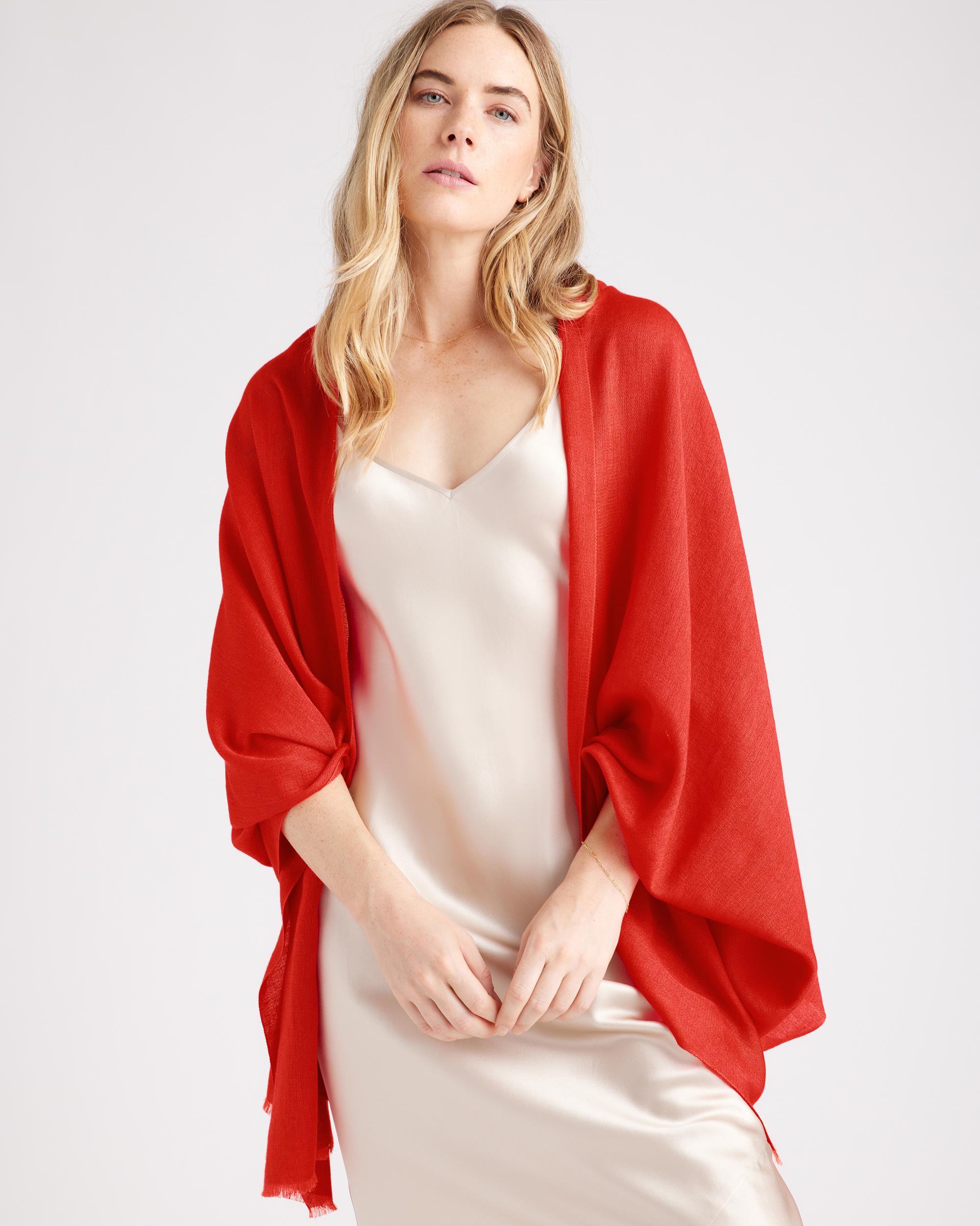 Quince | Women's Featherweight Cashmere Silk Frayed Edge Scarf Product Image