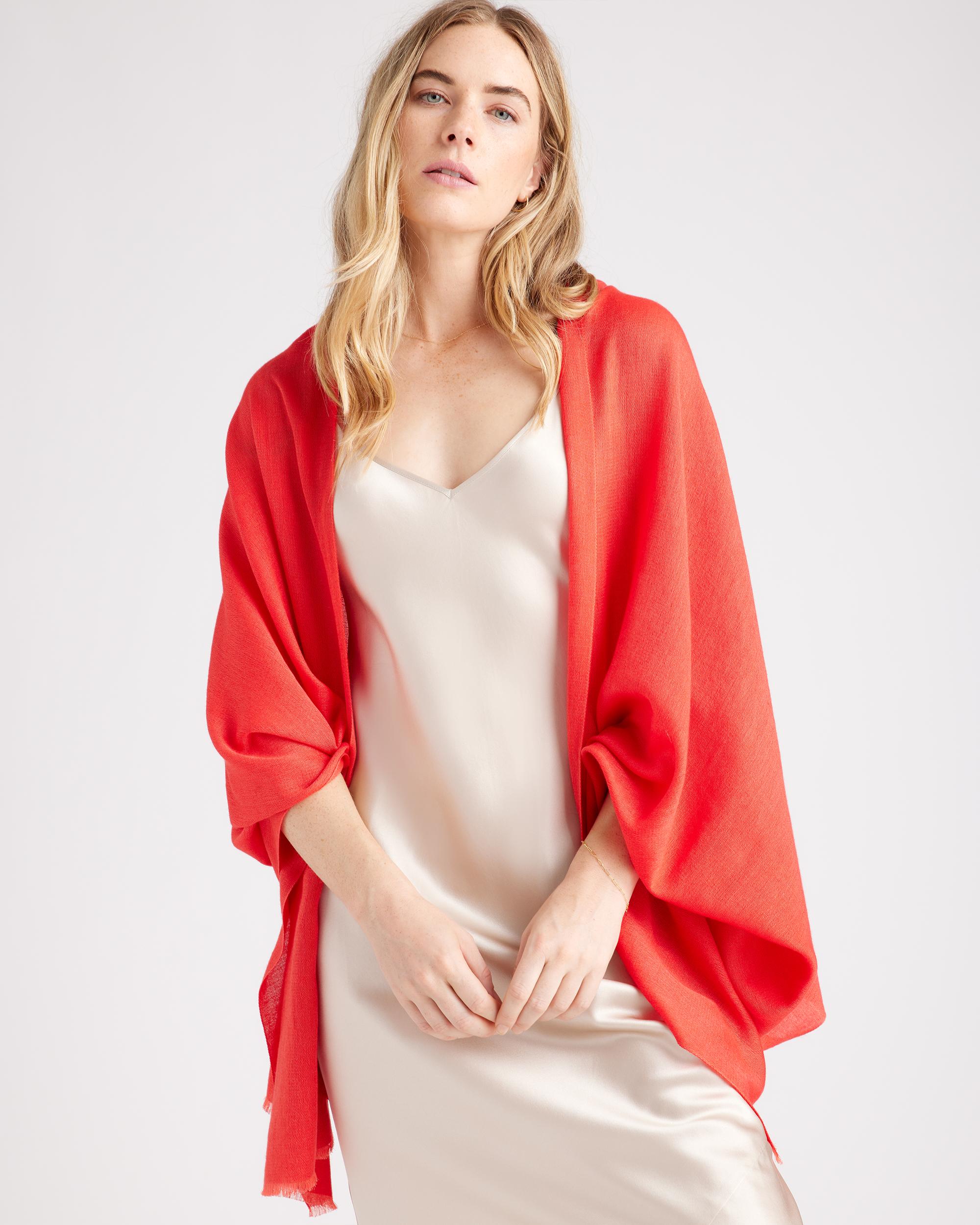 Quince | Women's Featherweight Cashmere Silk Frayed Edge Scarf Product Image