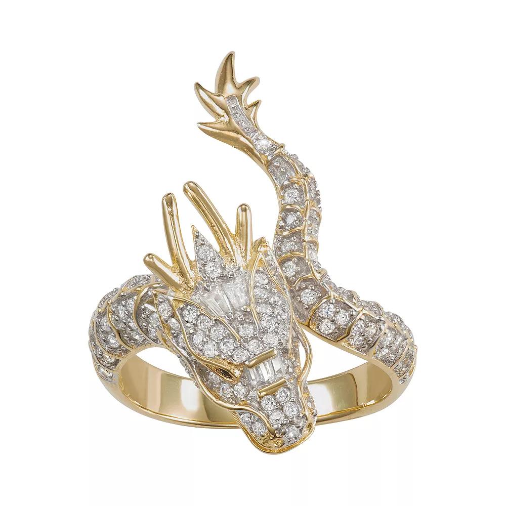 Designs by Gioelli 14k Gold Over Silver Cubic Zirconia Dragon Ring, Women's, Size: 6, Sterling Product Image
