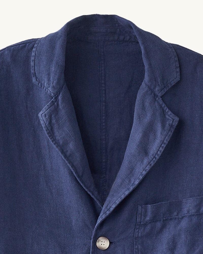 Linen 3 Button Blazer - Navy Product Image