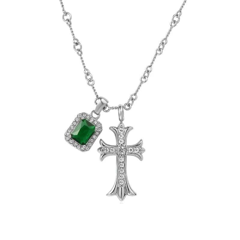 CROSS SQUARE GEM DIAMOND NECKLACE Product Image