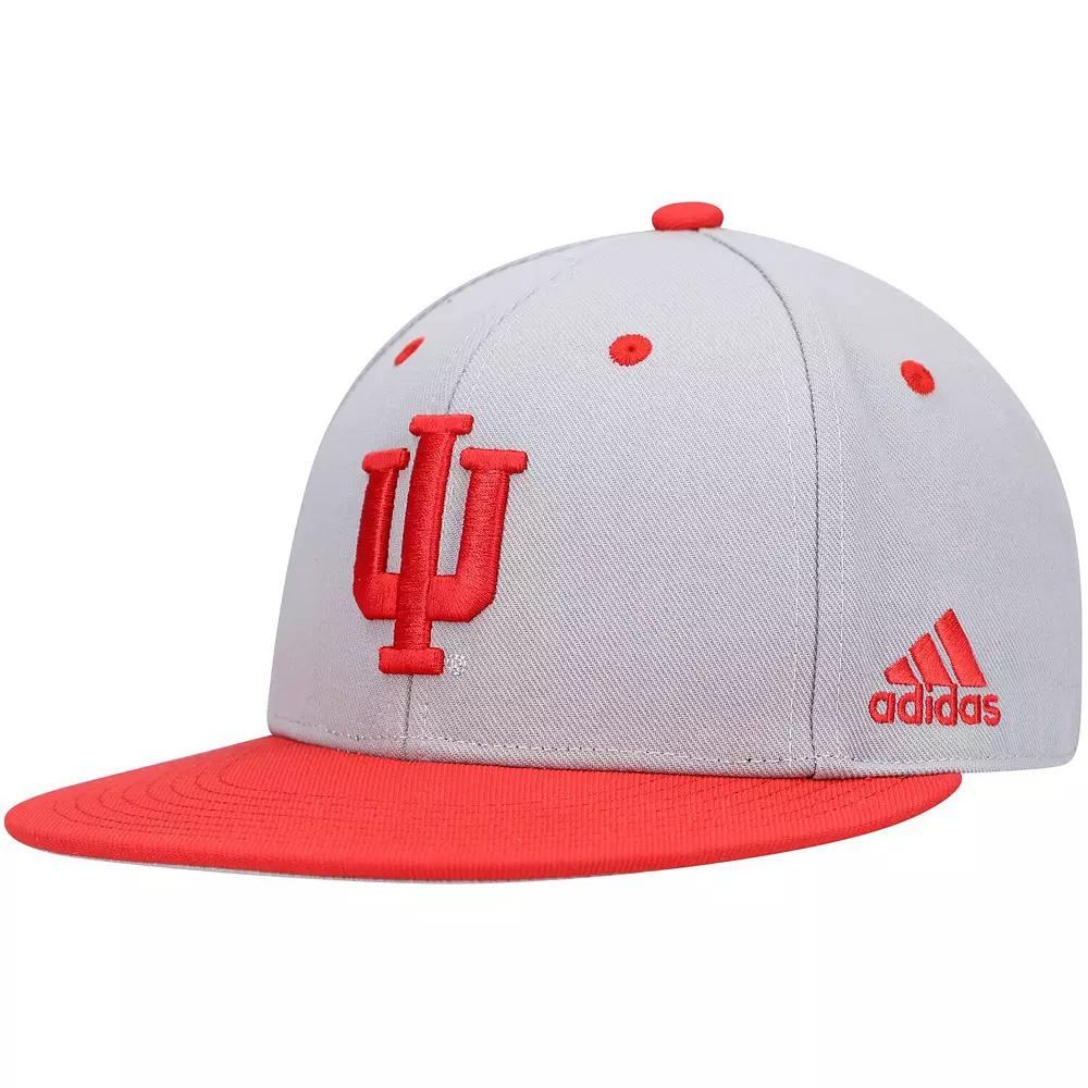 Mens adidas Gray Indiana Hoosiers On-Field Baseball Fitted Hat Product Image