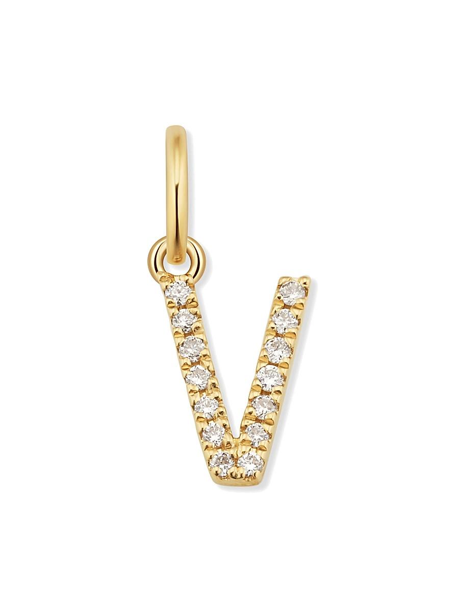 Womens 14K Yellow Gold My Letter Diamond Initial Pendant Charm Product Image