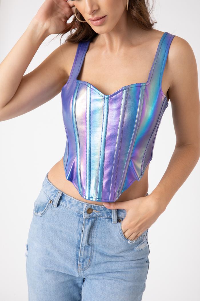 S/L Faux Leather Corset Top Product Image