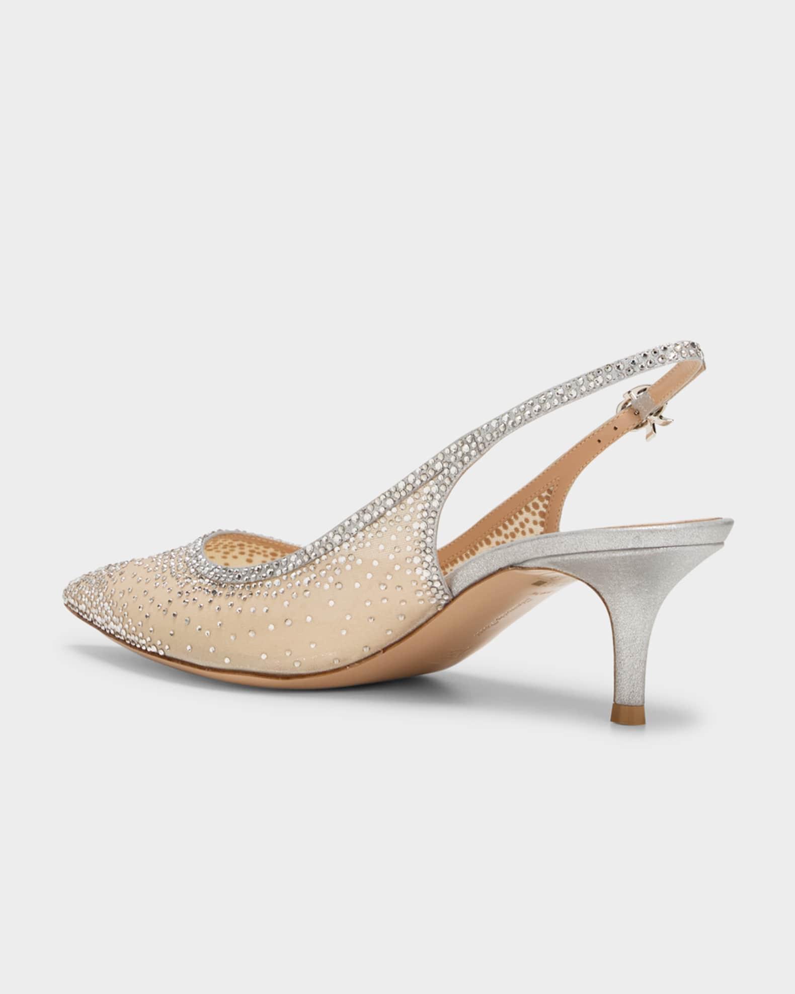 Strass Organza Kitten-Heel Slingback Pumps Product Image