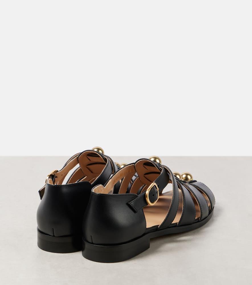 VALENTINO GARAVANI Vlogo Signature Faux-pearl Flat Sandals In Black Product Image