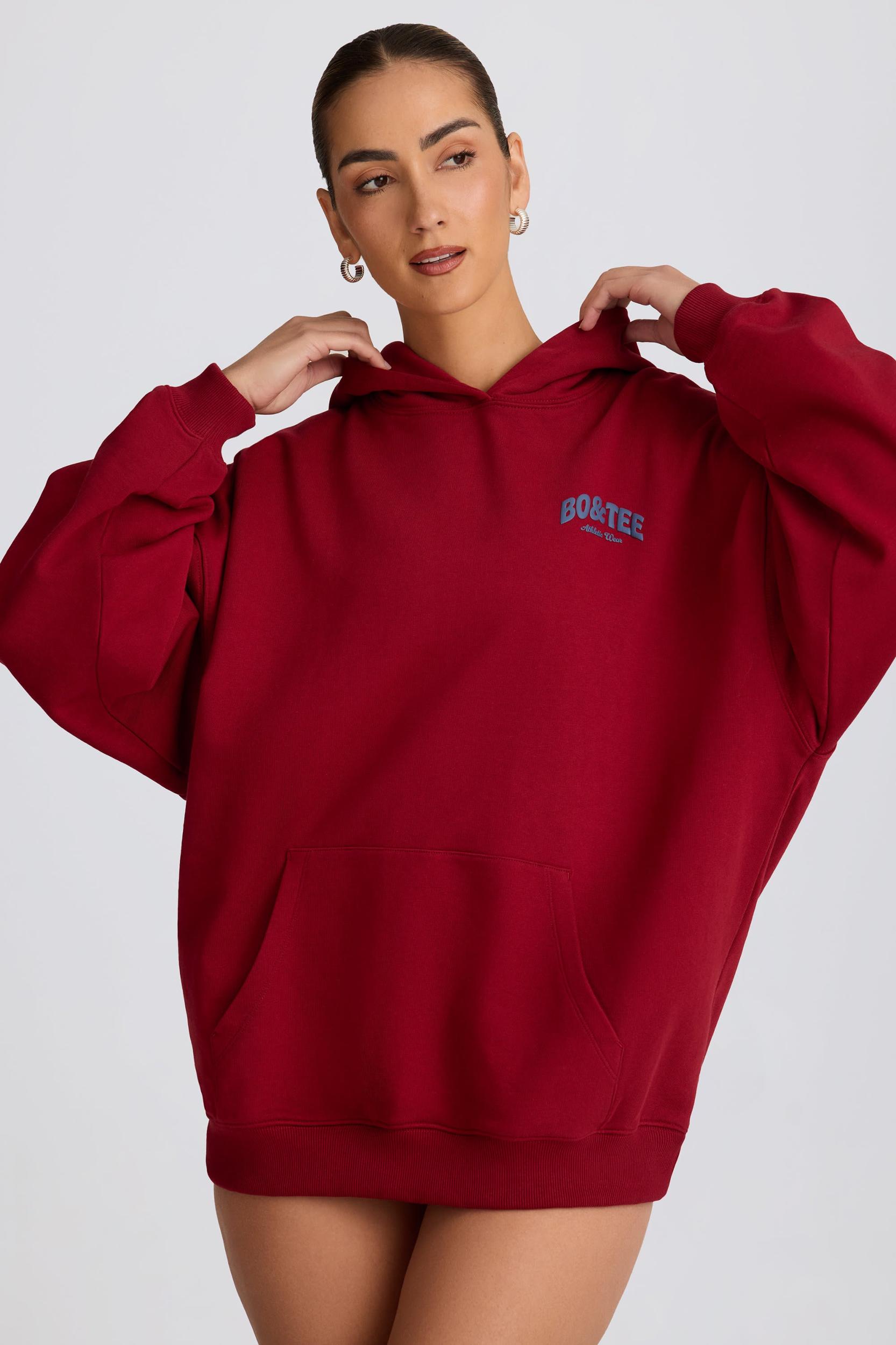 Oversized Hoodie in Burgundy Female Product Image