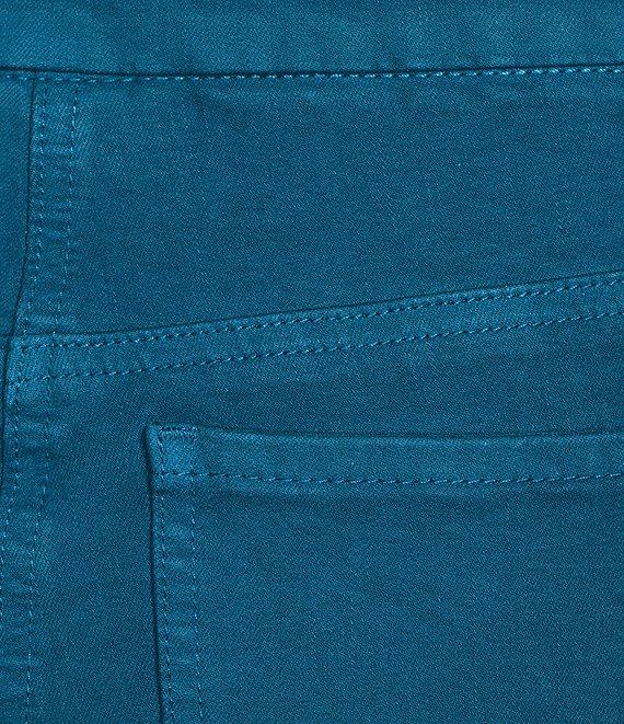 Multiples Solid Garment Dyed Straight Leg Fringe Hem Pull-On Ankle Pants Product Image