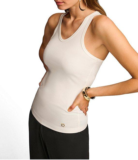 Donna Karan Knit Stretch Crepe Scoop Neck Sleeveless Tank Product Image