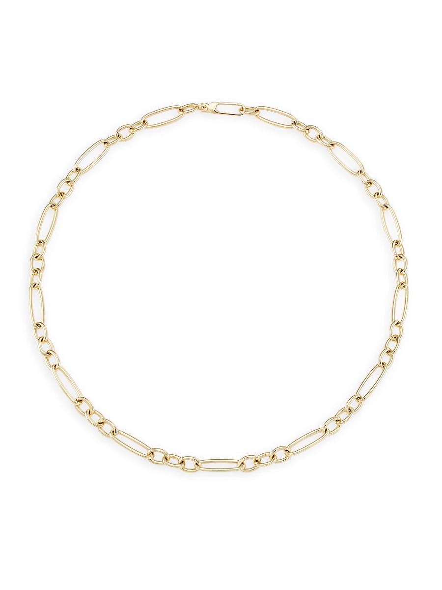 Womens 18K Yellow Gold Mixed Paper Clip Chain Necklace Product Image