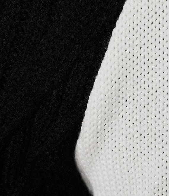 Murano Inflorescence Collection Color Block Textured Mock Neck Wool Blend Sweater Product Image