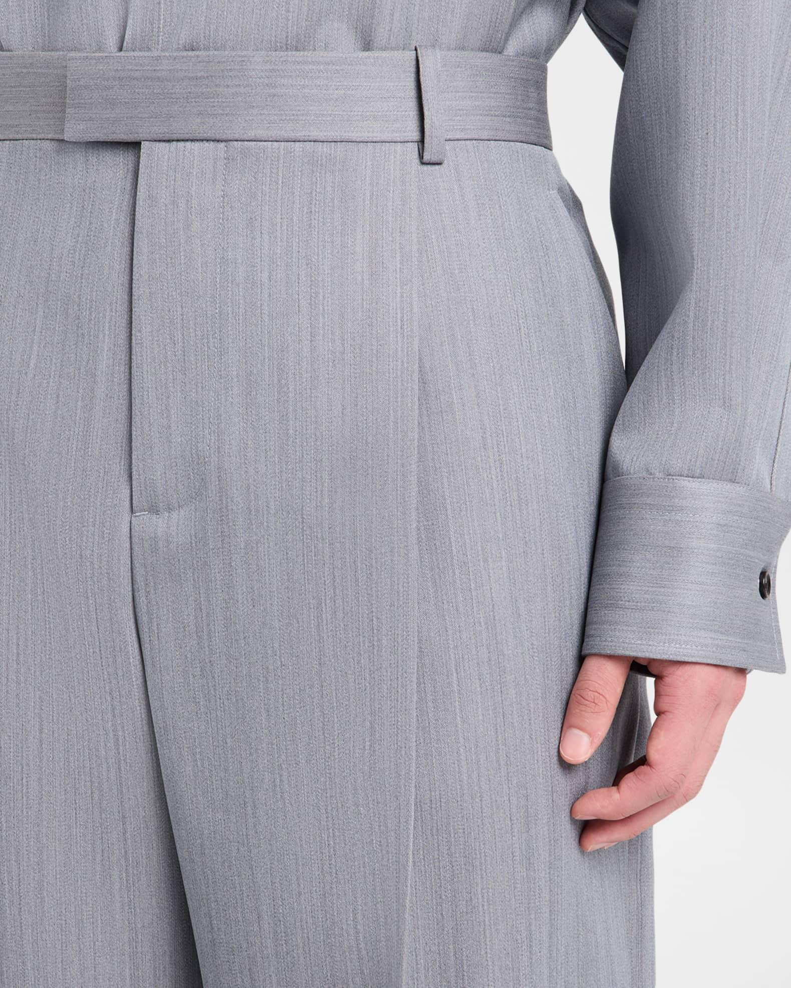 Men's Wool Chevron Pleated Wide-Leg Trousers Product Image