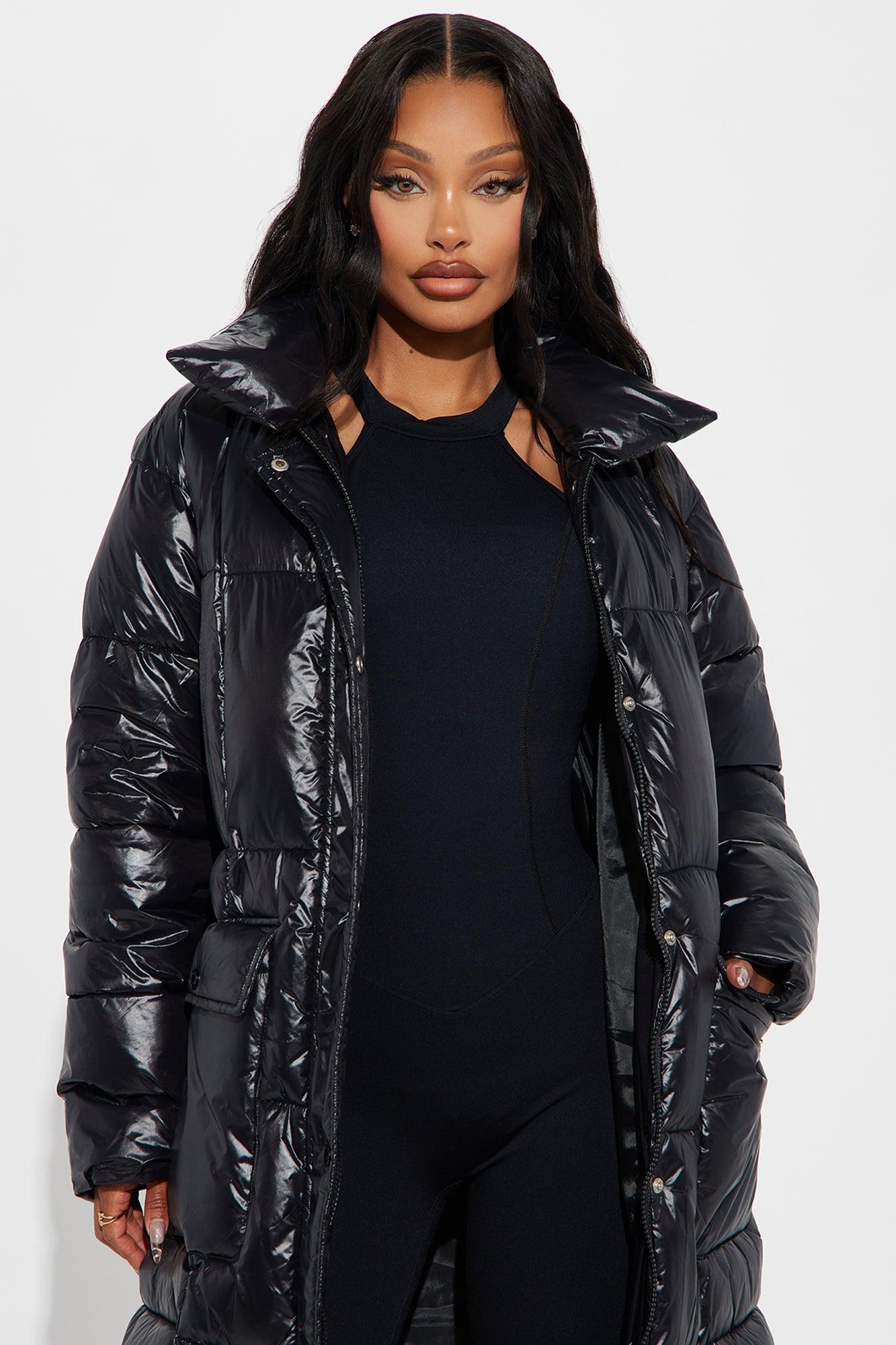 Caught You Looking Long Puffer - Black Product Image