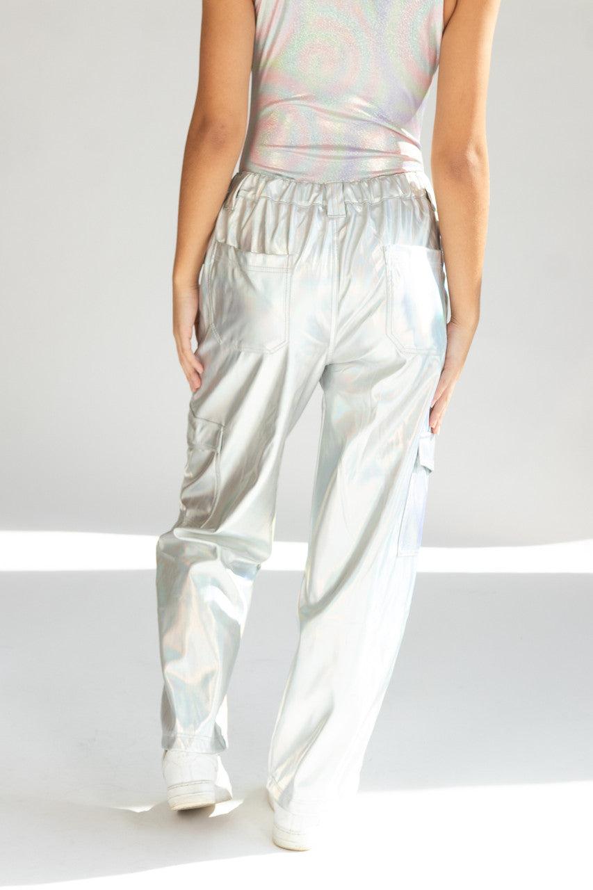 Silver Holographic Skater Jeans Product Image