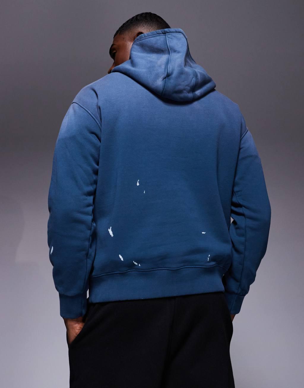 Good For Nothing Abrade fade splatter hoodie in navy Product Image