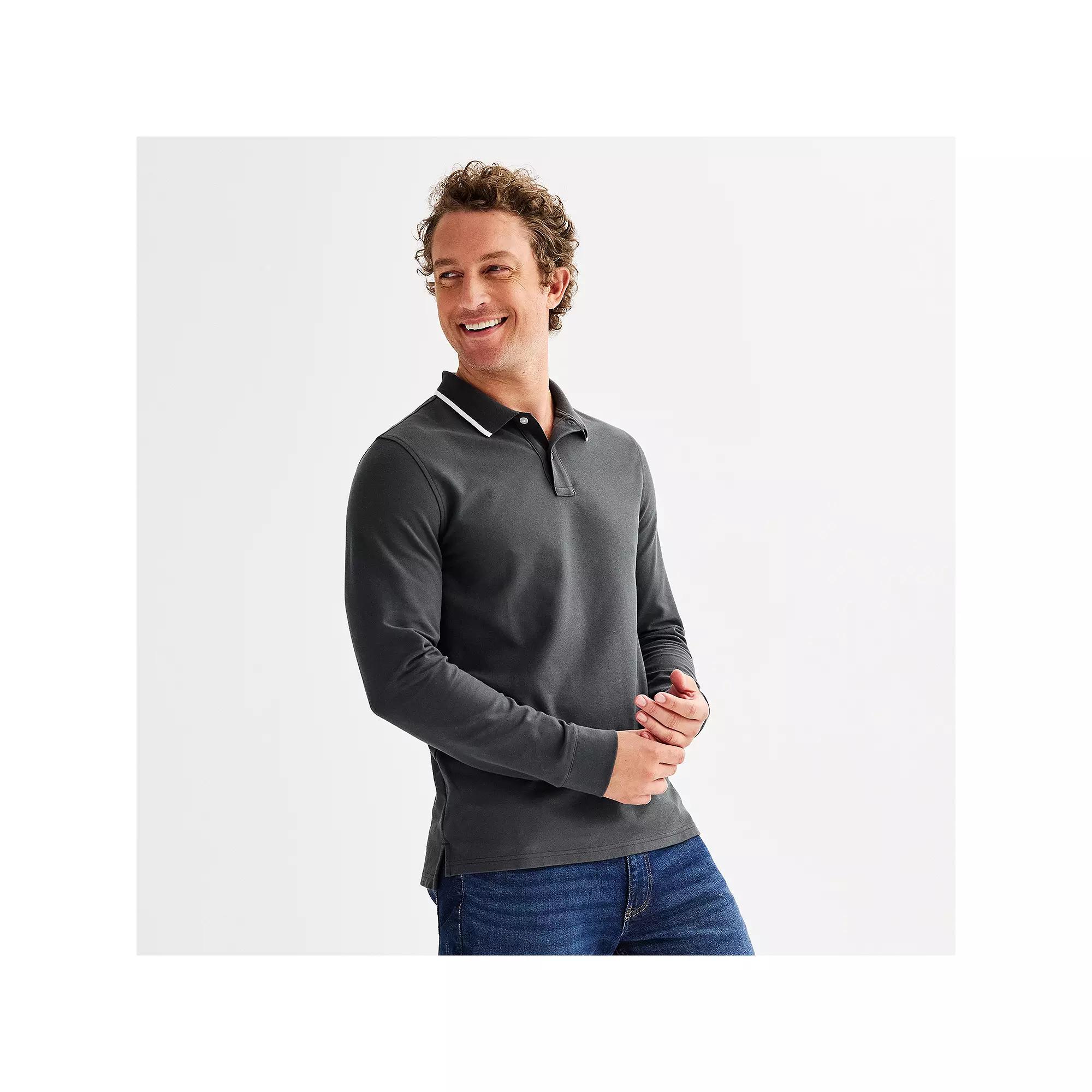 Men's Sonoma Goods For Life® Long Sleeve Pique Polo,  Product Image