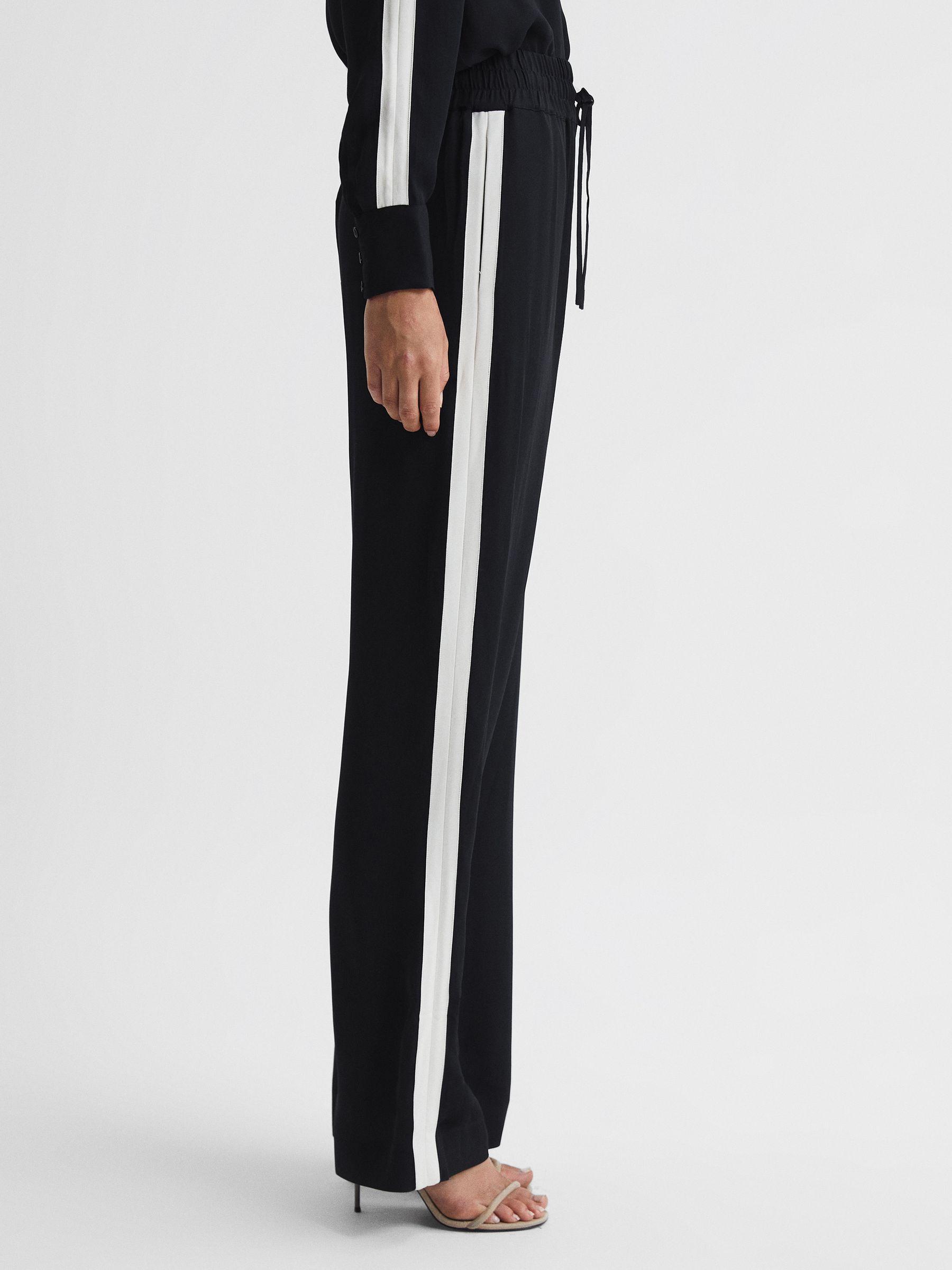 Stripe Wide Leg Trousers in Navy Product Image