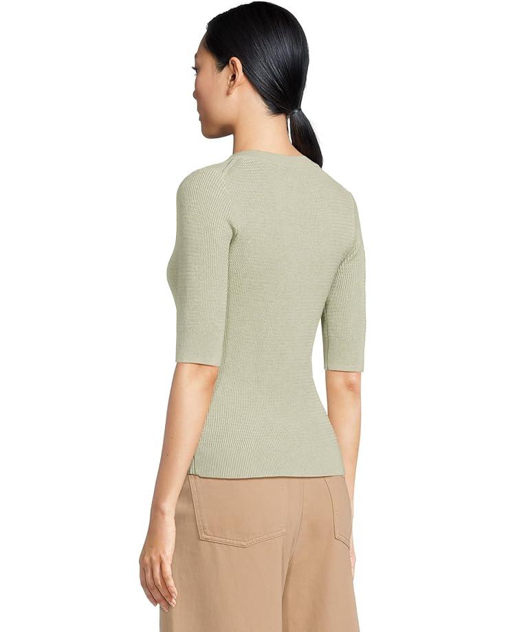 Linen-Blend Short-Sleeve V-Neck Sweater Product Image