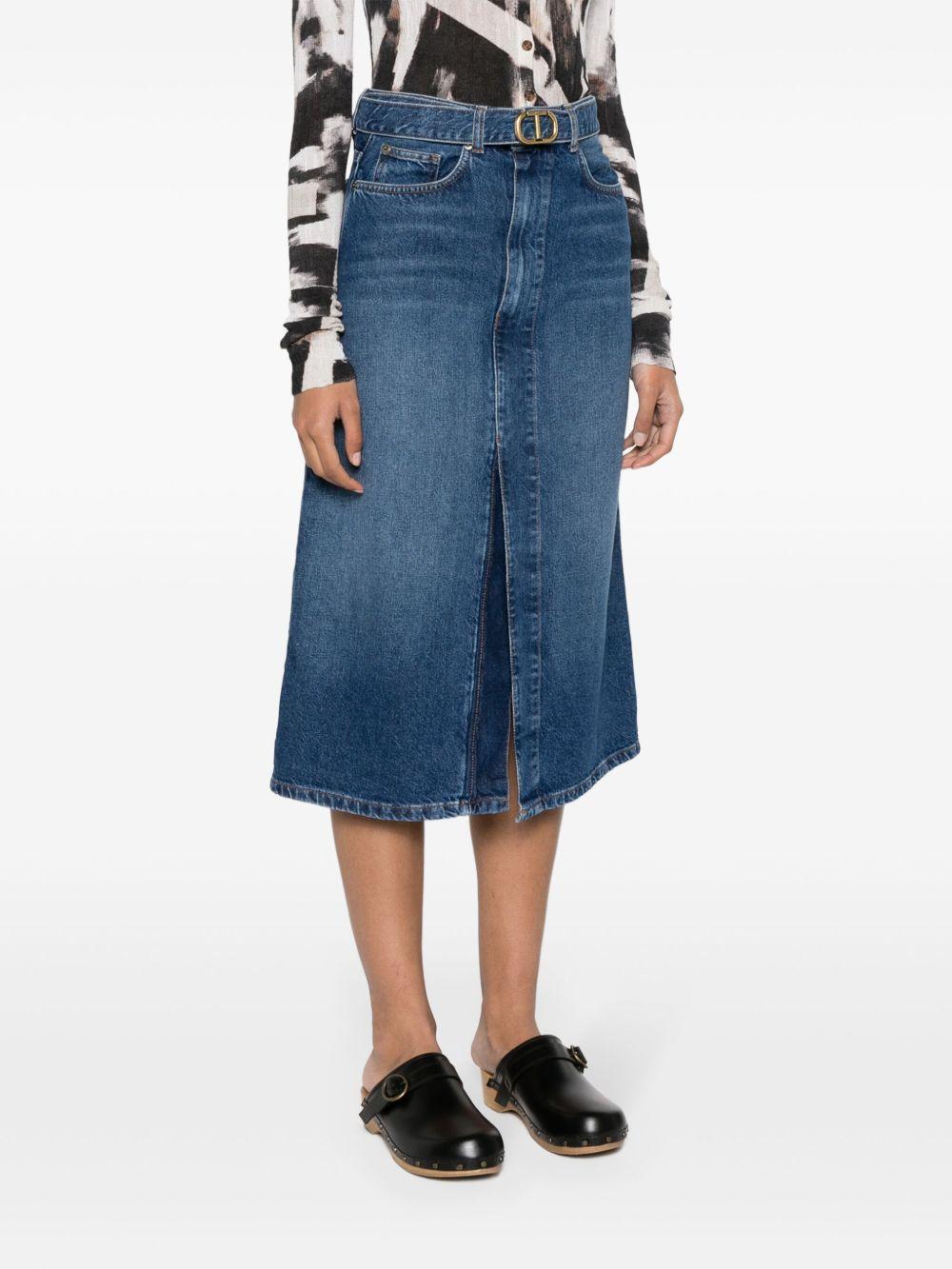 belted midi denim skirt Product Image