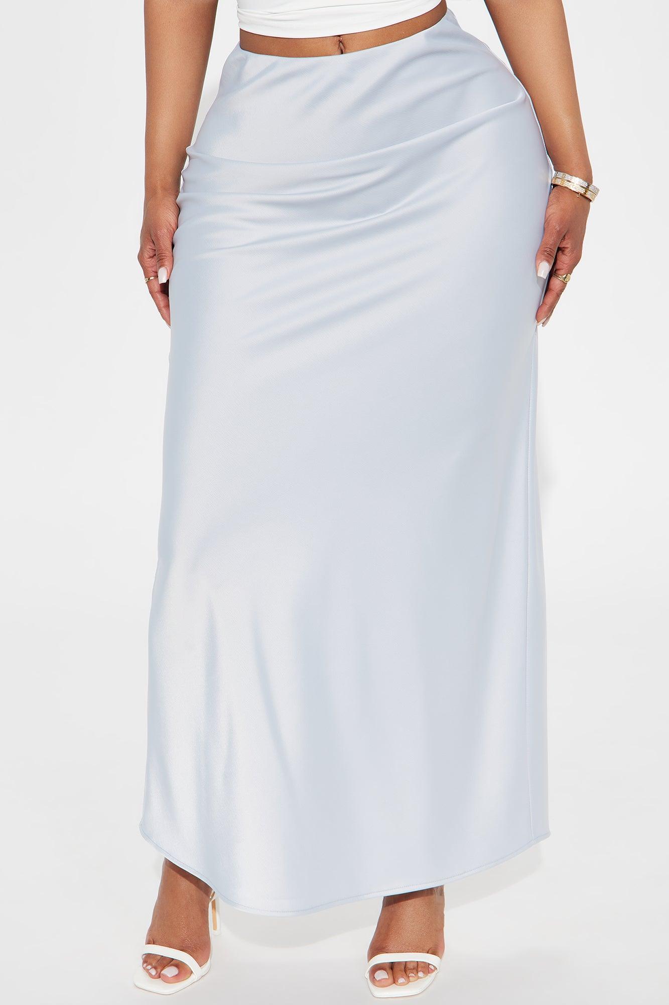 Brunch to GNO Satin Maxi Skirt - Silver Product Image
